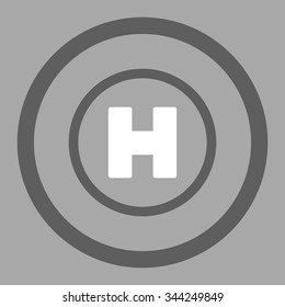 Helicopter Landing vector icon. Style is bicolor flat rounded symbol, dark gray and white colors, rounded angles, silver background.