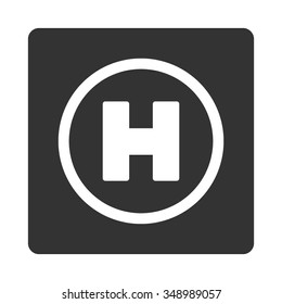 Helicopter Landing vector icon. Style is flat rounded square button, white and gray colors, white background.