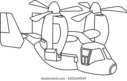 Helicopter line art for coloring book page