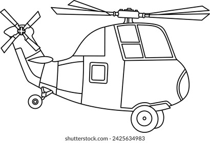 Helicopter line art for coloring book page