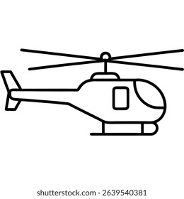 Helicopter line art icon on white background.