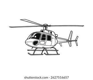 Helicopter Line Art Vector Drawing Icon Style