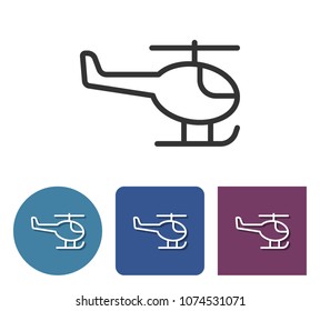Helicopter line icon in different variants 