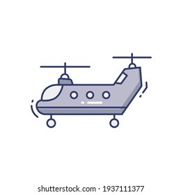 Helicopter Line Icon Isolated On White Background