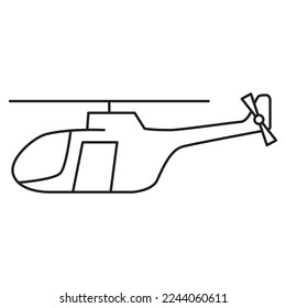 Helicopter line icon. Linear style pictogram.Thin line copter symbol.Outline chopper icon.Simple design.Air transport.Isolated on white background.