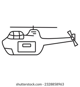Helicopter line icon. Linear style pictogram.Thin line copter symbol.Outline chopper icon.Simple design.Air transport.Isolated on white background.