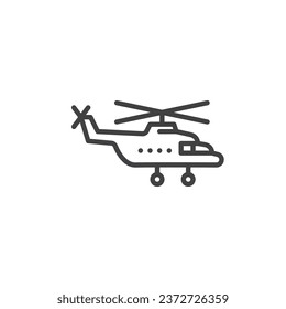 Helikopterliniensymbol. lineares Stilzeichen für mobiles Konzept und Webdesign. Umriss-Helikopter-Vektorsymbol. Symbol, Logo-Abbildung. Vektorgrafik
