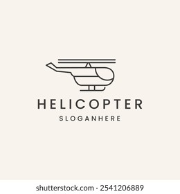 Ícone de linha de helicóptero modelo de vetor de design de logotipo