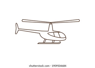 Helicopter line icon on white background flat vector illustration