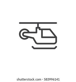 Helicopter line icon, outline vector sign, linear style pictogram isolated on white. Symbol, logo illustration