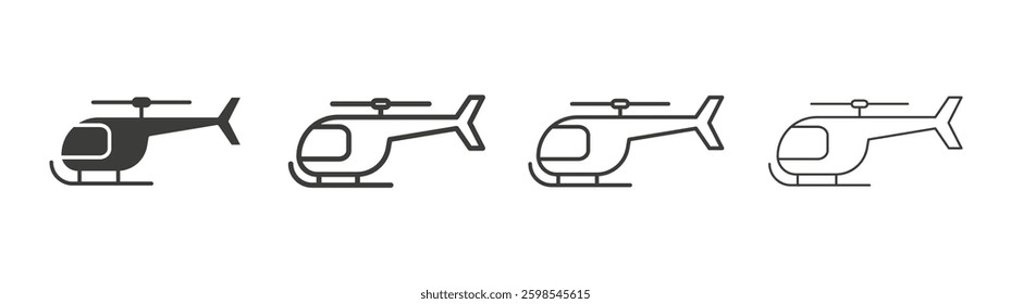 Helicopter line icon vector illustration set.