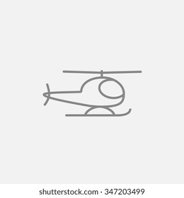 Icono de línea de helicóptero para web, móvil e infografía. Icono vector de gris oscuro aislado en fondo gris claro.
