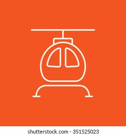 Icono de línea de helicóptero para web, móvil e infografía. Icono blanco vector aislado en fondo rojo.