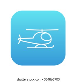 Helicopter line icon for web, mobile and infographics. Vector white icon on the blue gradient square with rounded corners isolated on white background.
