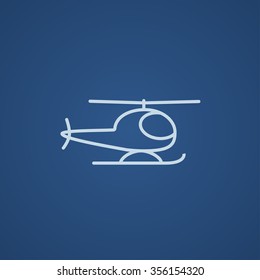 Helicopter line icon for web, mobile and infographics. Vector light blue icon isolated on blue background.