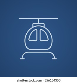Helicopter line icon for web, mobile and infographics. Vector light blue icon isolated on blue background.