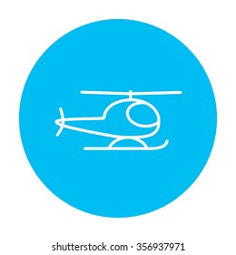 Helicopter line icon for web, mobile and infographics. Vector white icon on the light blue circle isolated on white background.
