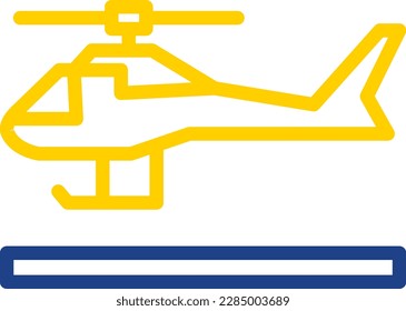 Helicopter Line Two Color Vector Icon Design