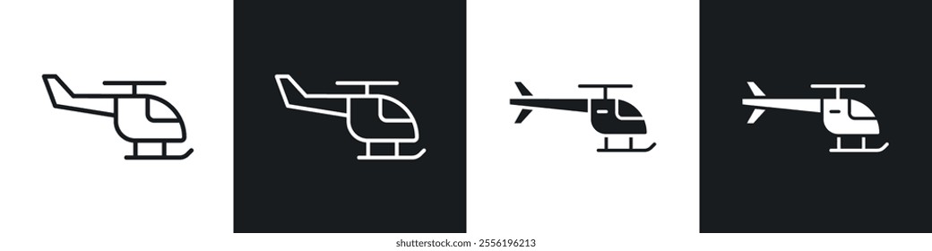 Helicopter linear icon set for app, and web design.