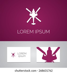 helicopter logo template icon design elements with business card  