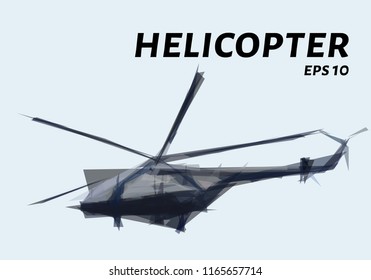The helicopter is made of triangles. Low poly helicopter. Vector illustration