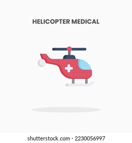 Helicopter Medical icon flat. Vector illustration on white background. Can used for web, app, digital product, presentation, UI and many more.