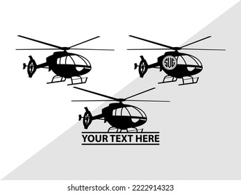 Helicopter Monogram Printable Vector Illustration