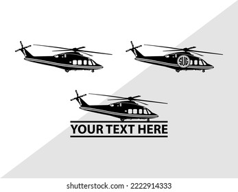 Helicopter Monogram Printable Vector Illustration