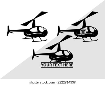 Helicopter Monogram Printable Vector Illustration