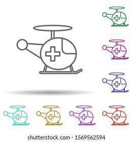 Helicopter multi color icon. Simple thin line, outline vector of web icons for ui and ux, website or mobile application