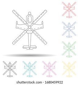Helicopter multi color set icon. Simple thin line, outline vector of army icons for ui and ux, website or mobile application