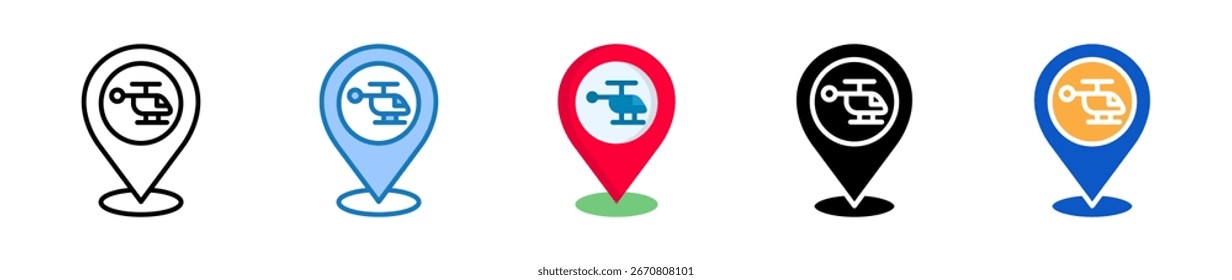 Helicóptero vários ícones de estilo definir ilustração de vetor de design.