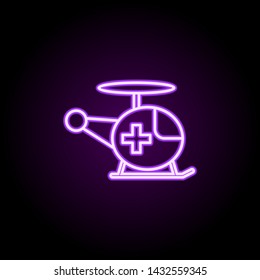 helicopter neon icon. Elements of web set. Simple icon for websites, web design, mobile app, info graphics