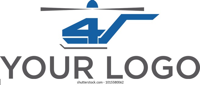helicopter number 4 logo design vector art