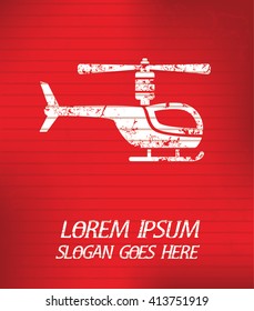 Helicopter on red background,poster grunge design