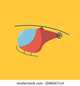 Helicóptero sobre fondo amarillo. Helicóptero para juegos o diseño plano 