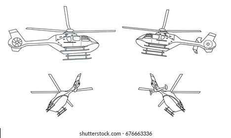 Helicopter Outline Black And White For Coloring