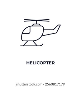 helicopter outline icon. Linear vector from army and military concept. Thin line helicopter icon isolated on white background