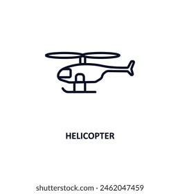 helicopter outline icon. Thin line icon from army and war collection. Editable vector isolated on white background