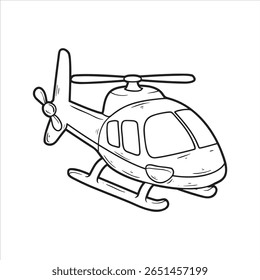 Helicopter outline line art illustration vector