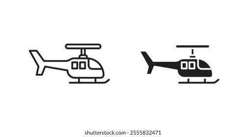 Helicopter outlined and solid icon vector collection.