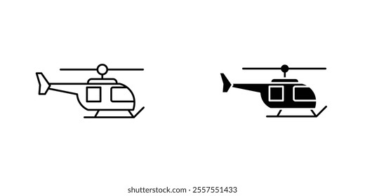 Helicopter outlined and solid icon vector collection.