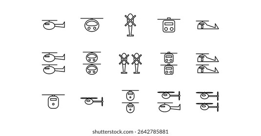 helicopter pack icon illustration line