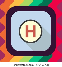 helicopter pad flat icon with long shadow, vector illustration