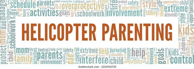 Helicopter Parenting word cloud conceptual design isolated on white background.