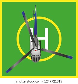 The helicopter parking on the runway. Vector illustration