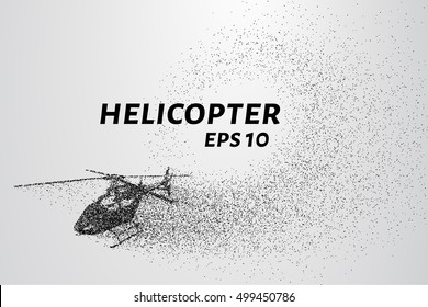 The Helicopter Of The Particles. The Helicopter Breaks Down Into Small Molecules. Vector Illustration