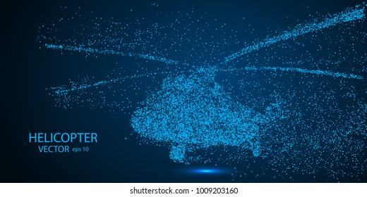 The helicopter of the particles. Crumbles into small molecules, atoms. Vector eps 10.