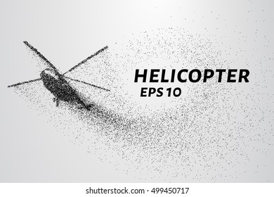 The helicopter of the particles. The helicopter is on the rise and the wind rips off his smaller parts. Vector illustration