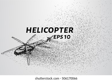 The helicopter of the particles. The silhouette consists of small circles and dots.